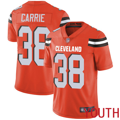 Cleveland Browns T J Carrie Youth Orange Limited Jersey #38 NFL Football Alternate Vapor Untouchable